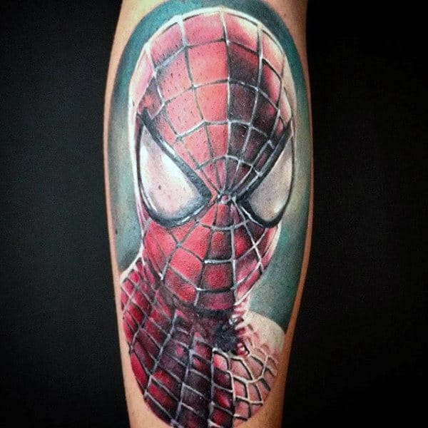 Awesome Spiderman Tattoo Guys Shoulders