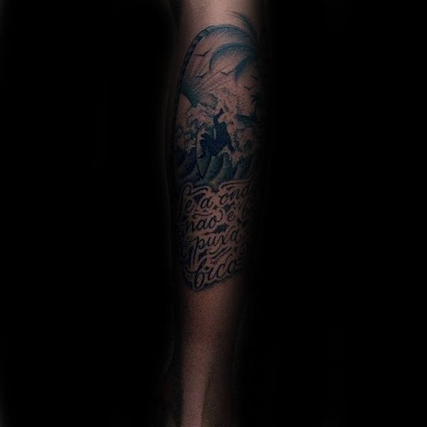 Awesome Surf Tattoo Male Calves