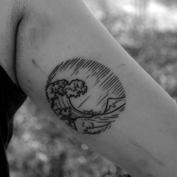 Awesome The Great Wave Mens Simple Arm Tattoo