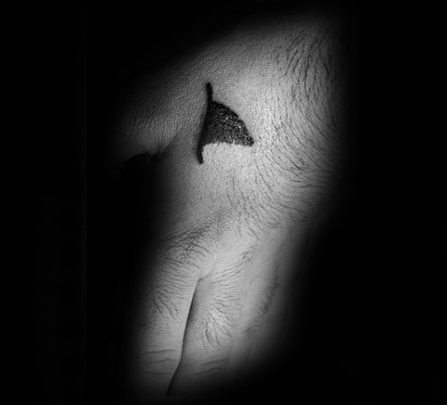 Awesome Tiny Mens Shark Fin Tattoo On Hand