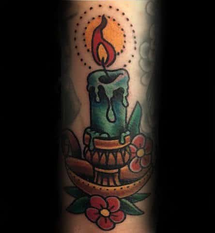 Awesome Traditional Candle Tattoo Design Ideas For Guys