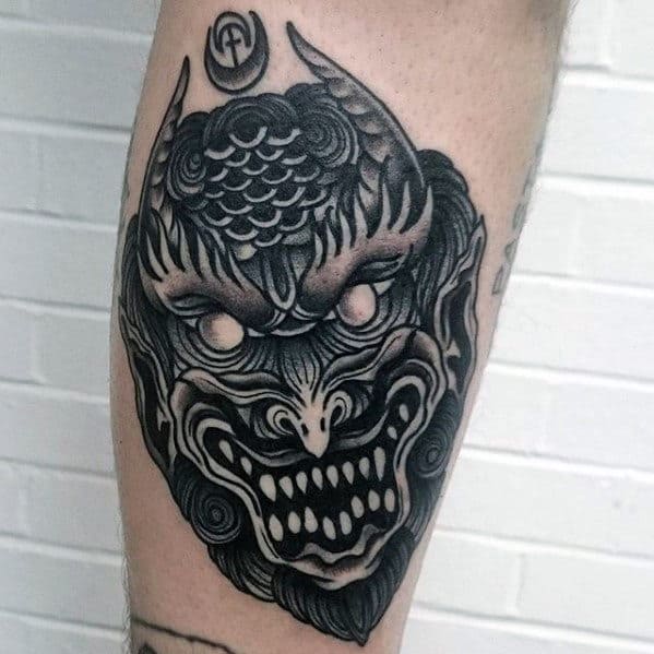 Awesome Traditional Devil Leg Tattoo Designs For Men