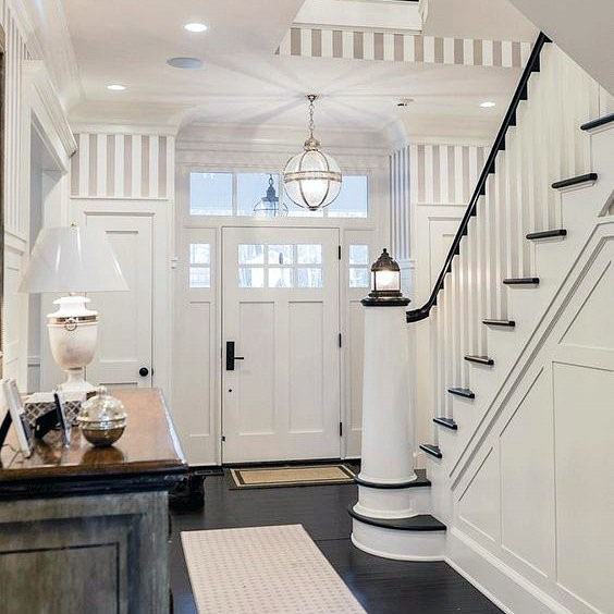 traditional home painted white wood stair railing ideas