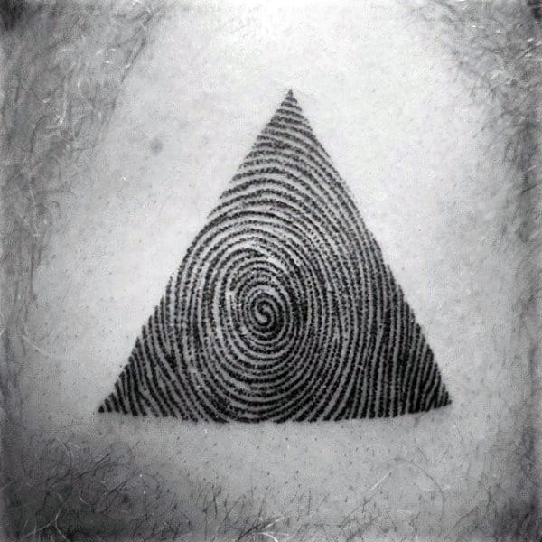 Awesome Triangle Fingerprint Male Chest Tattoos