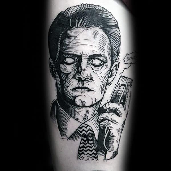 Awesome Twin Peaks Thigh Tattoos For Guys