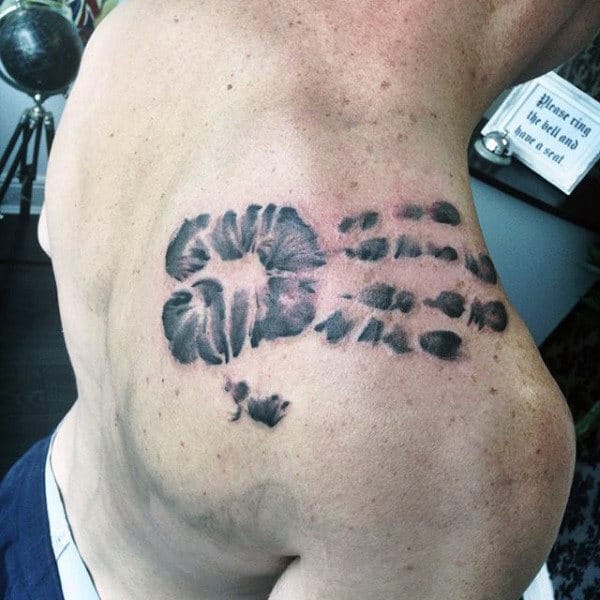 Awesome Watercolor Handprint Shoulder Tattoo On Male