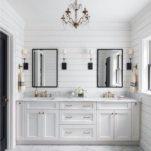 white shiplap vanity