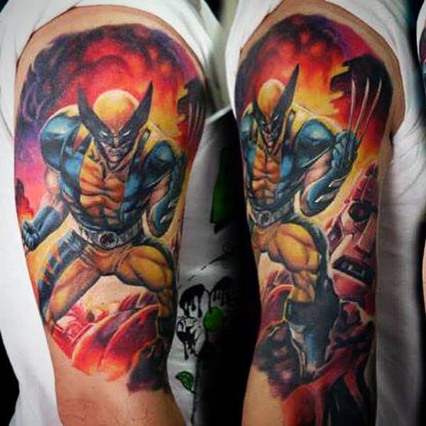 Awesome Wolverine Movie Scene Guys Half Sleeve Tattoos