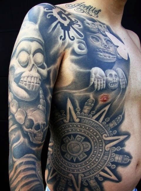 Aztec God Of Death Tattoo For Men