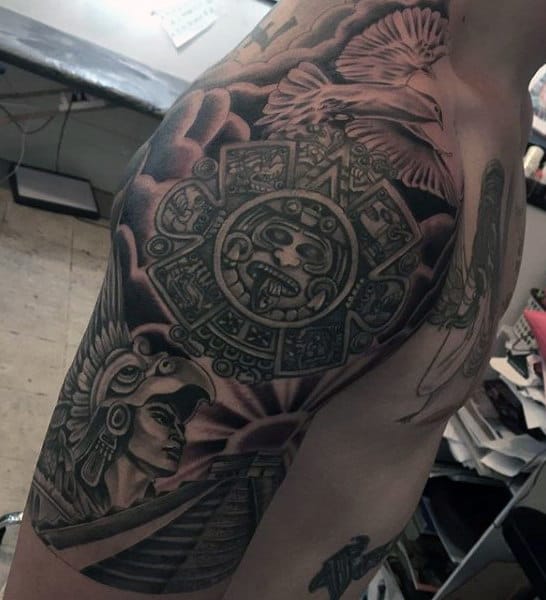Aztec Half Sleeve Black Tattoos For Men