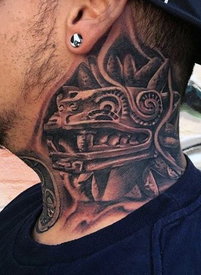 Aztec Neck Tattoo For Men