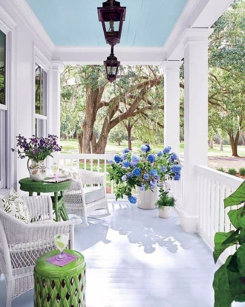 traditional blue porch ceiling