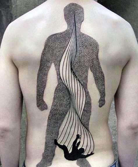Back Abstract Line Work Tattoo For Men