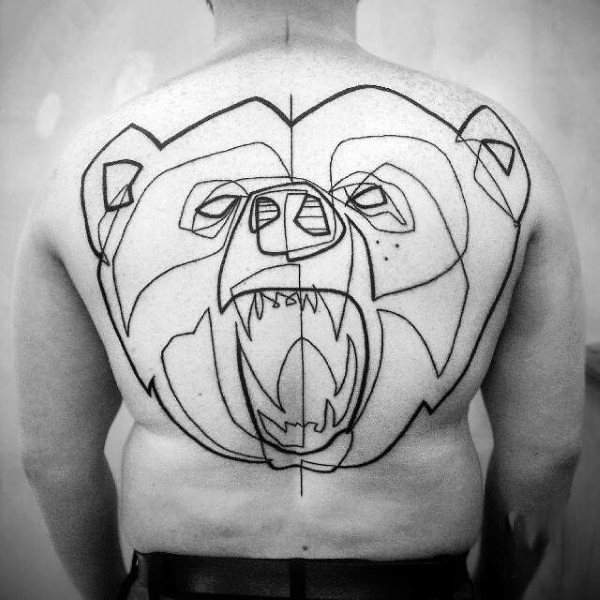 Back Bear Tattoo Line Designs For Men