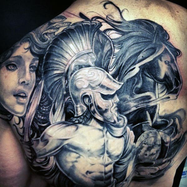 Back Green God Tattoo Ideas On Men