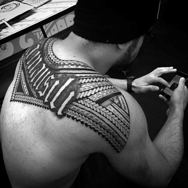 Back Hawaiian Tribal Tattoos For Males