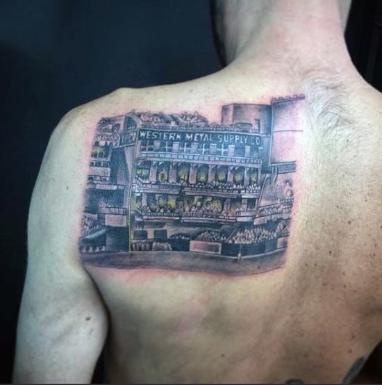 Back Men's Baseball Tattoos