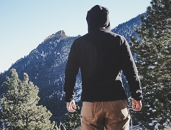 Back Mens Navy Topo Designs Fleece Hoodie Review