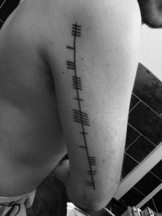 Back Of Arm Ogham Tattoos For Gentlemen