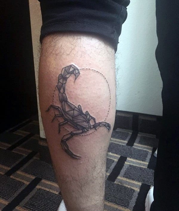 Back Of Leg Calf Circular Scorpio Mens Tattoo Ideas