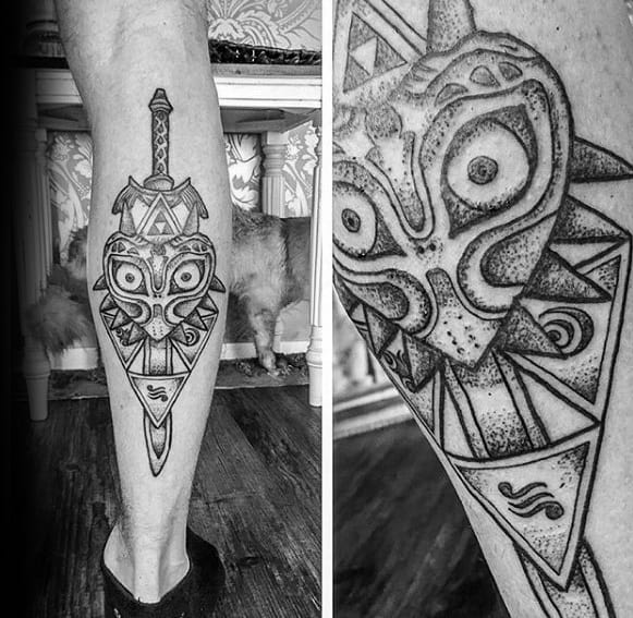 Back Of Leg Dotwork Majoras Mask Guys The Legend Of Zelda Tattoos