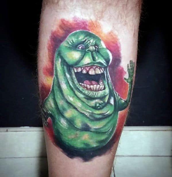 Back Of Leg Ghostbusters Male Tattoo Designs