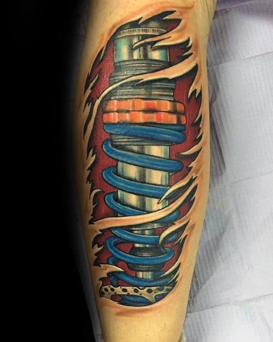 Back Of Leg Suspension Tattoo Ideas For Males