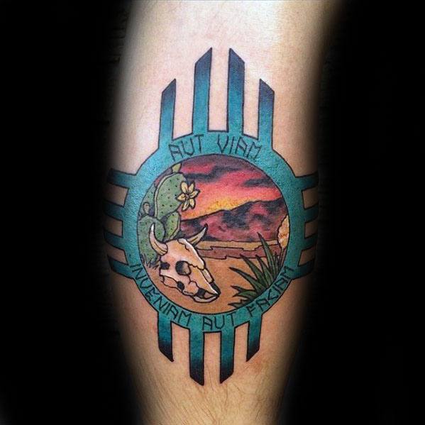 Back Of Leg Zia Tattoo Design Ideas For Males