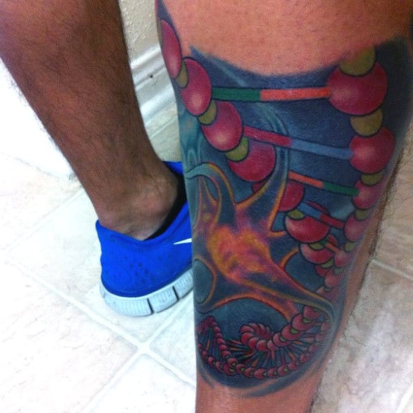 Back Of Lower Leg Mens Science Tattoo Design Ideas