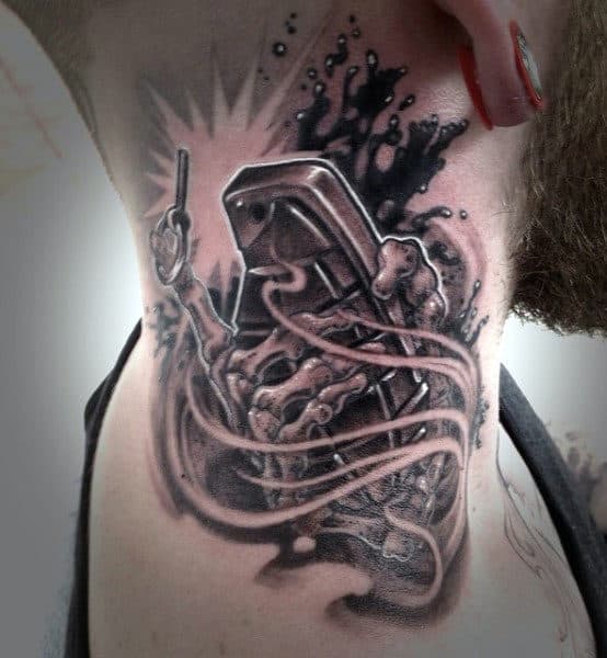 Back Of Neck Grenade Tattoo Ideas For Men