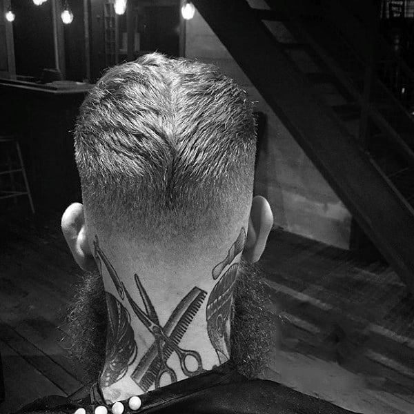 Back Of Neck Scissors And Comb Mens Barber Tattoos