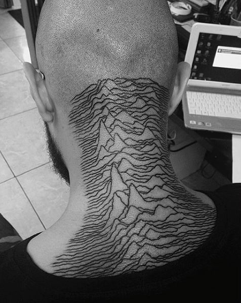 Back Of Neck Thin Line Tattoos For Men
