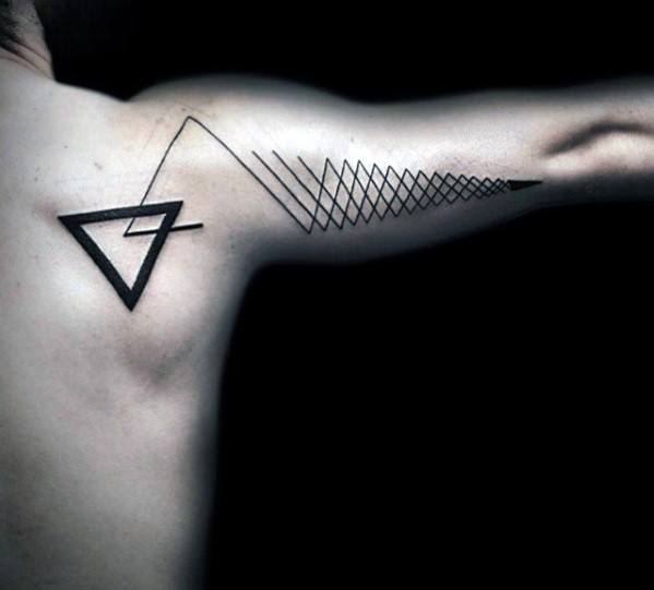 Back Of Shoulder And Arm Guys Simple Geometric Lines Tattoos