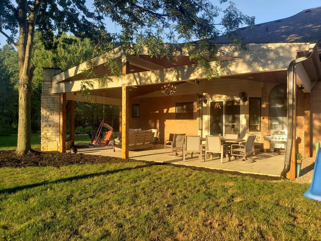 back porch outdoor setting hanging egg chair