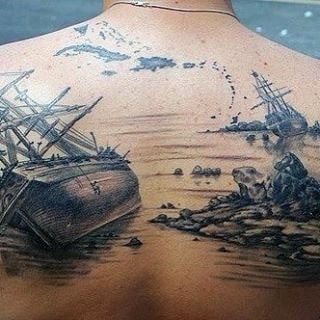 Back Sailor Ship Tattoos For Men