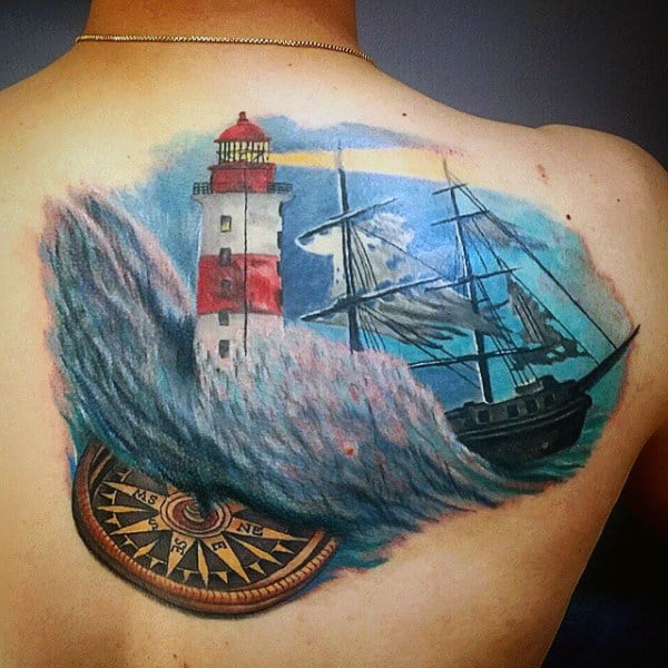 Back Tattoo With Water For Men