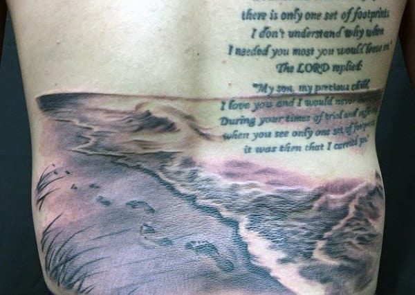 Back Tattoos On The Beach For Men With Quote
