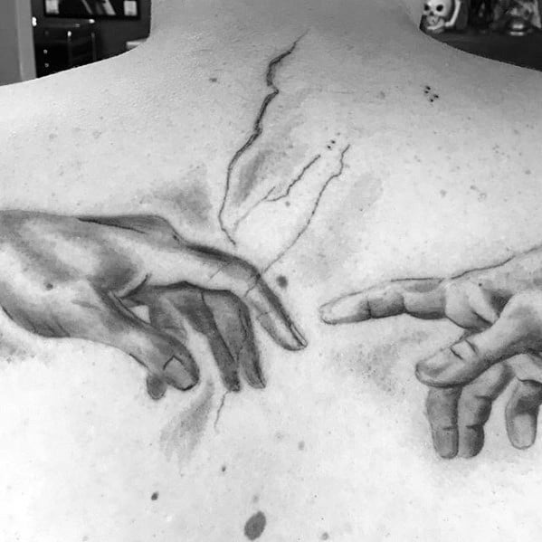 Back The Creation Of Adam Tattoo Ideas For Males
