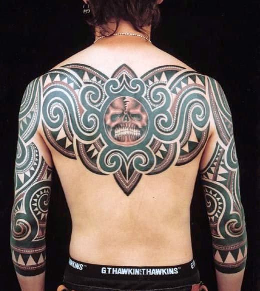 Back Tribal Tattoo On Man