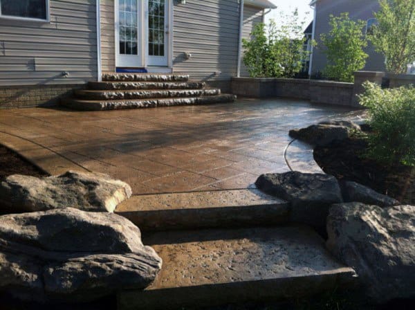 stamped backyard patio