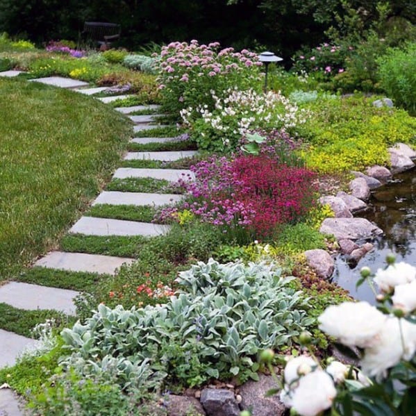 Backyard Garden Stone Walkway Cool Exterior Ideas