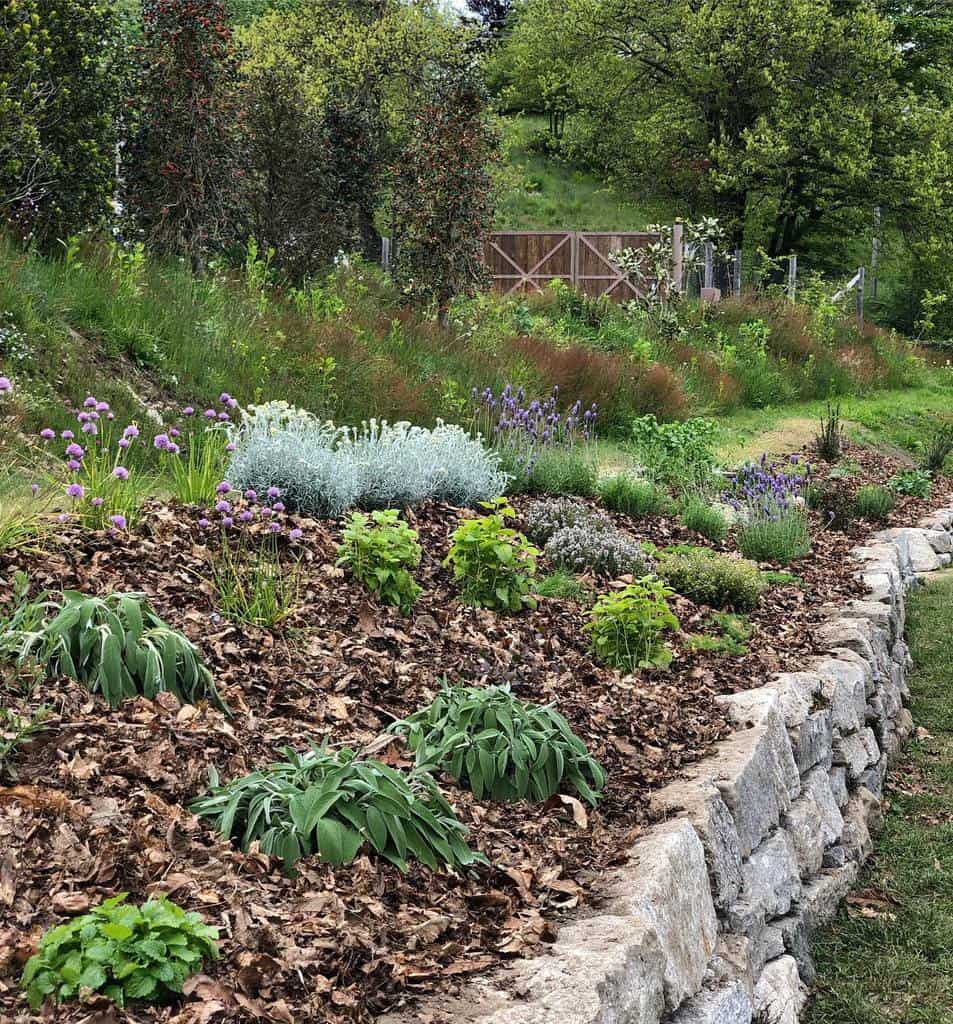 herb garden rock retaining wall