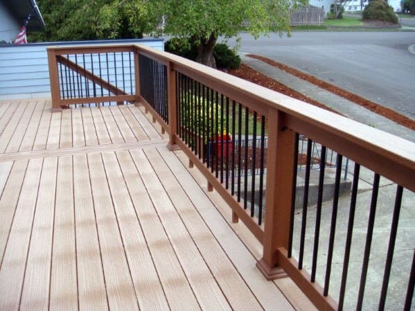 wood and iron metal railing