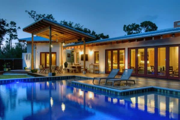 luxury home backyard with pool 