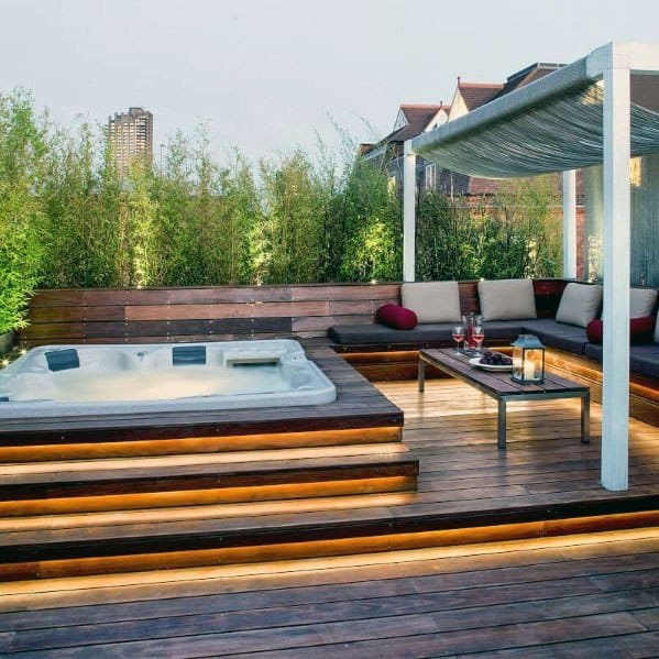 Backyard Orange Led Under Steps Deck Lighting Ideas