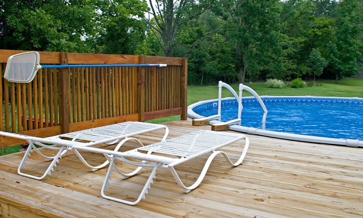 simple backyard pool and deck