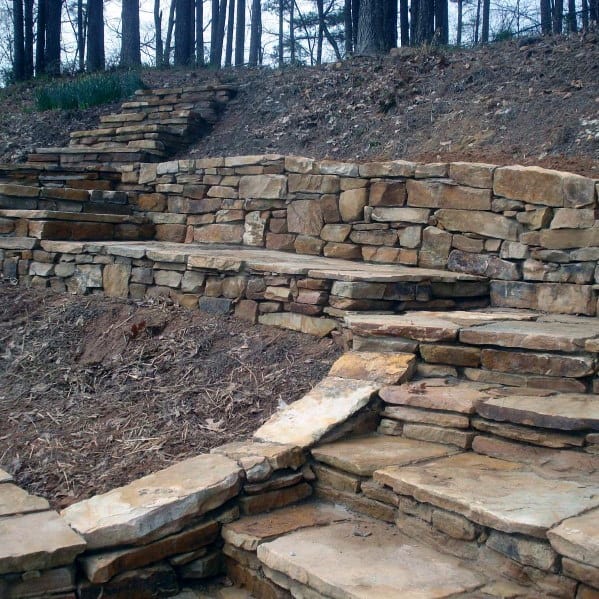 Backyard Slope Natrual Stone Walkway Ideas