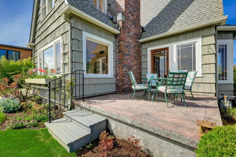 raised cement patio backyard