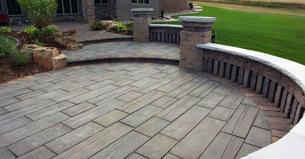 backyard stamped concrete patio