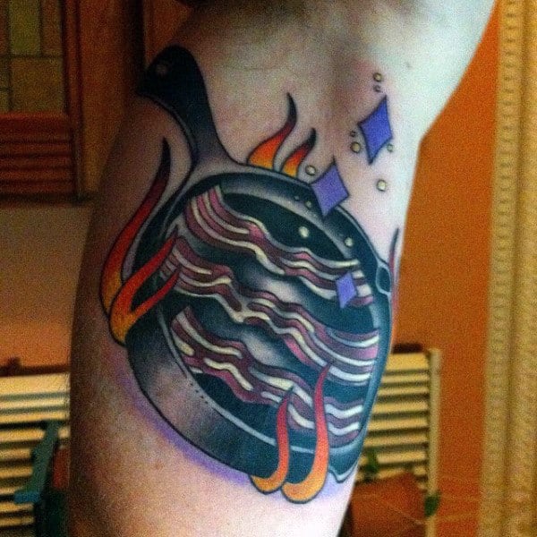 Bacon In Frying Pan Tatoto Male Side Ribs